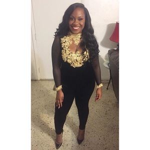 Gold and black jumpsuit romper